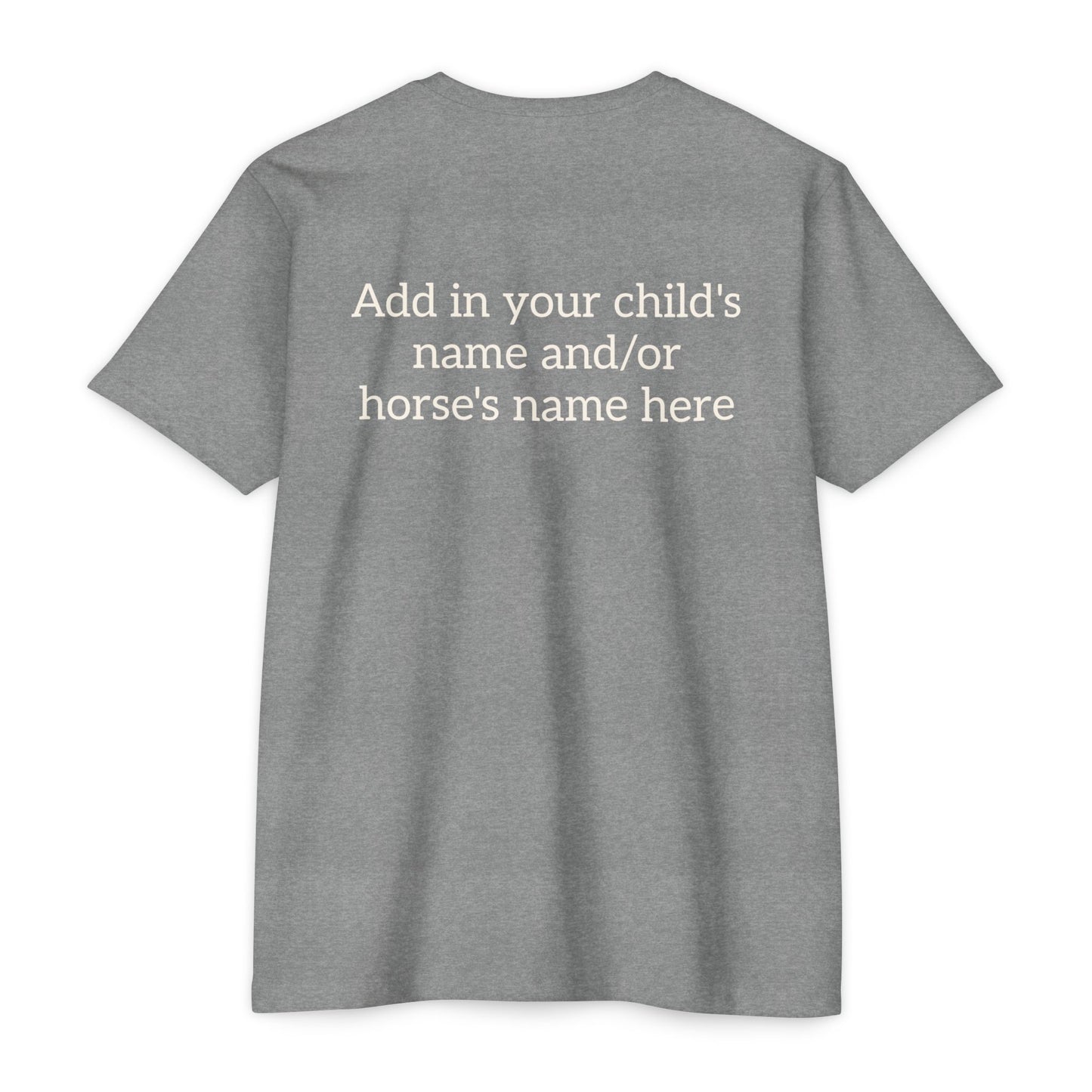 Horse Show Mom T-Shirt, Customizable Parent Tee, Equestrian Gift, Horse Lover Apparel, Sports Event Shirt, Personalize, Jersey T-Shirt