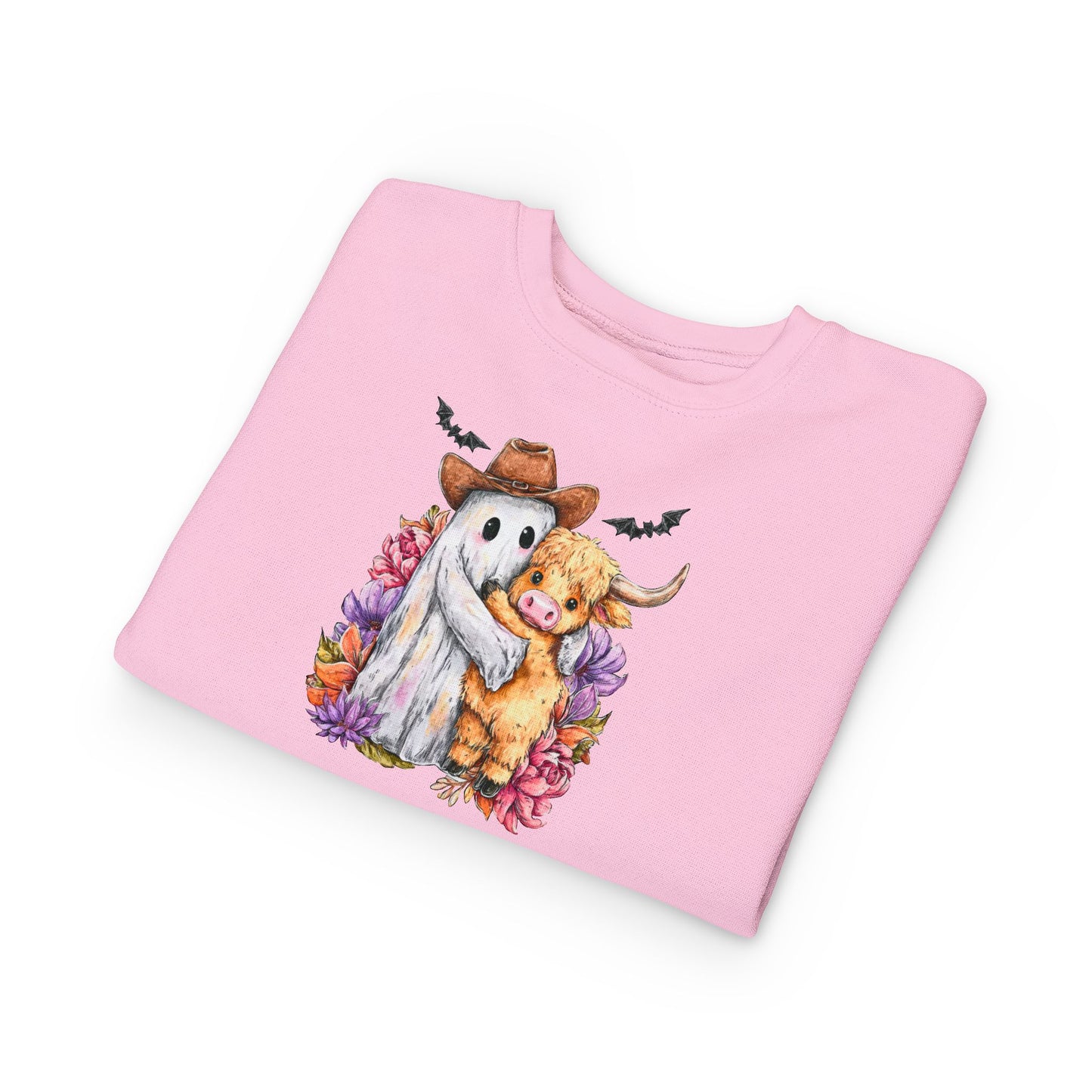 Adorable Toddler Sweatshirt with Ghost and Cow Design, Halloween Outfit, Cute Kids Apparel, Cozy Toddler Clothing, Fall Fashion