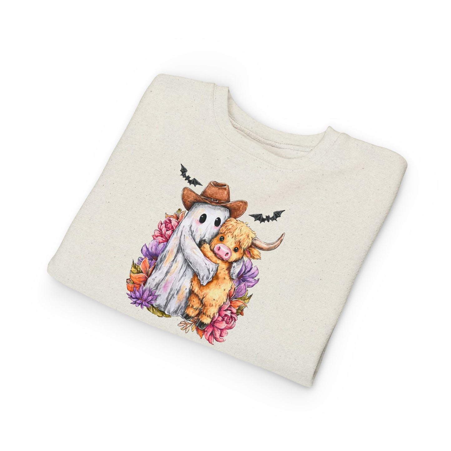 Adorable Toddler Sweatshirt with Ghost and Cow Design, Halloween Outfit, Cute Kids Apparel, Cozy Toddler Clothing, Fall Fashion