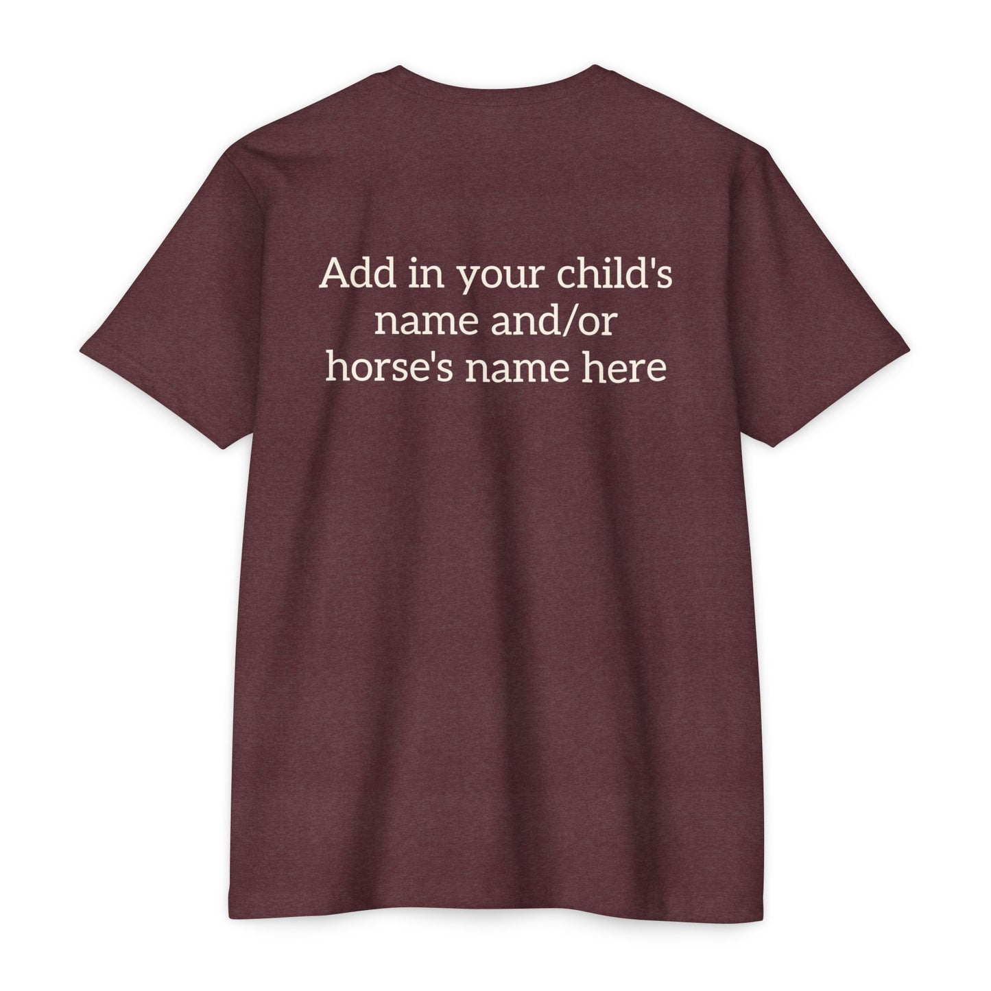 Horse Show Mom T-Shirt, Customizable Parent Tee, Equestrian Gift, Horse Lover Apparel, Sports Event Shirt, Personalize, Jersey T-Shirt