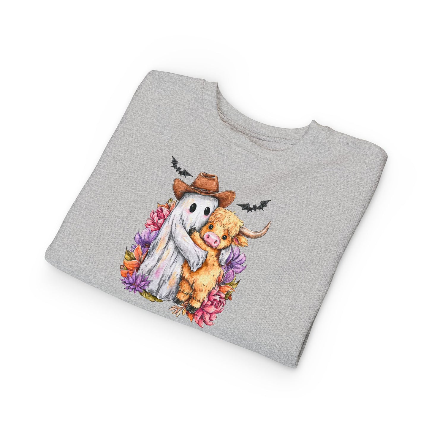 Adorable Toddler Sweatshirt with Ghost and Cow Design, Halloween Outfit, Cute Kids Apparel, Cozy Toddler Clothing, Fall Fashion