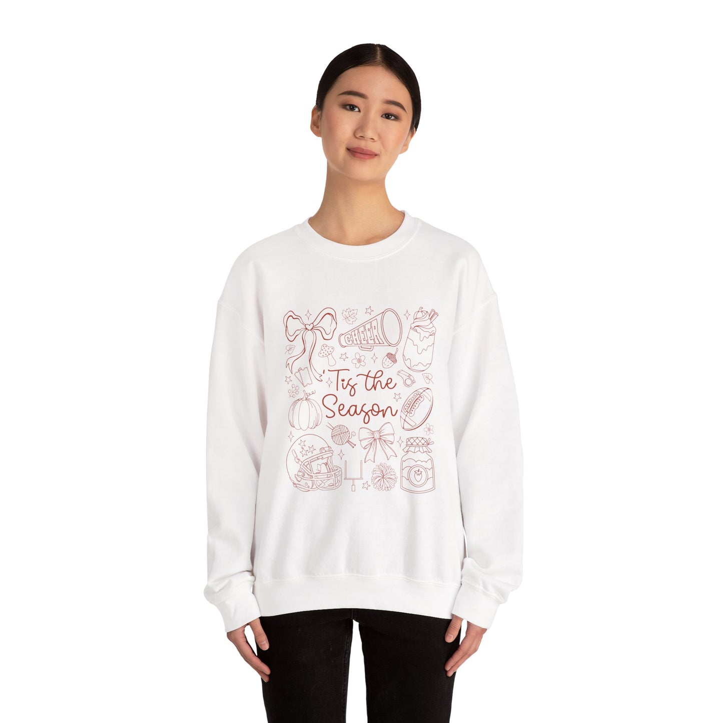 Cozy Cute Fall Crewneck Sweatshirt, Cotton Sweatshirt, Fall Vibes & Football Theme