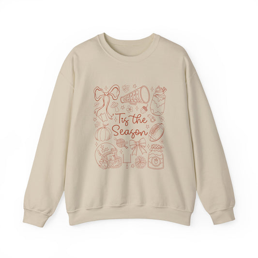 Cozy Cute Fall Crewneck Sweatshirt, Cotton Sweatshirt, Fall Vibes & Football Theme